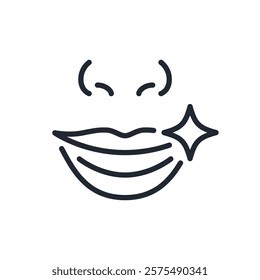 Teeth care and perfect smile editable stroke outline icon isolated on white background flat vector illustration. Pixel perfect. 64 x 64.