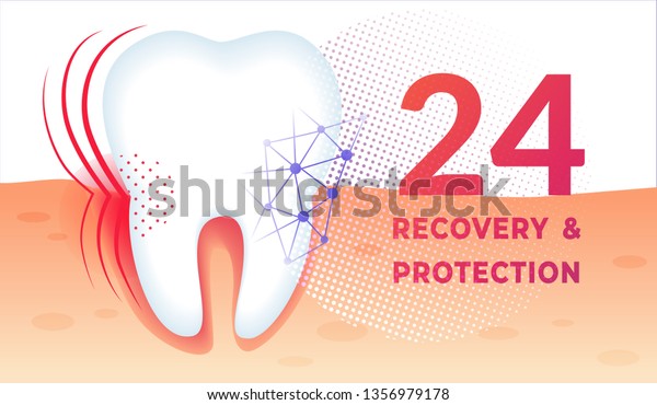 Teeth Care Poster Huge Healthy Tooth Stock Vector Royalty Free