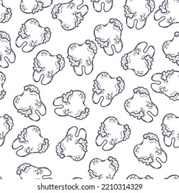 Teeth care treatment collection. Dental medicine theme pattern for posters, leaflets, books, stickers. Illustrations of teeth with plaque. Vector hand drawn style.