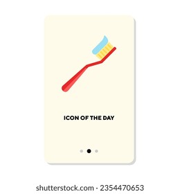 Icono vector de cuidado de dientes. Pincel de dientes con el signo aislado de pasta. Higiene oral, odontología, concepto de salud. Elementos de símbolo de ilustración de vector para diseño web