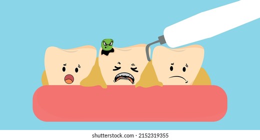 Teeth Cartoon Character Plaque Removal Equipment Stock Vector (Royalty ...