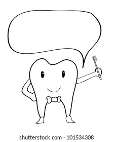 Teeth cartoon doodle with word bubble hand drawing - Vector