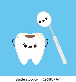 Teeth cartoon vector. character design. Broken teeth cartoon vector. Tooth decay vector.