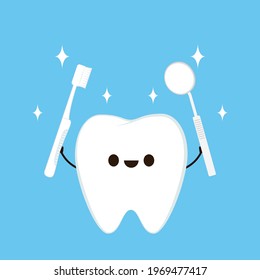 Teeth cartoon vector. character design. dental equipment vector.