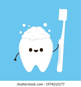 Teeth cartoon vector. Teeth character design. Toothbrush vector.
