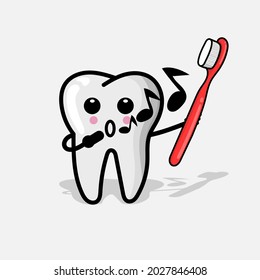 Teeth character illustration with dental equipment. tooth expression element design for poster, banner, mascot, icon
