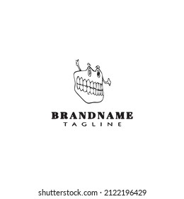 teeth character logo icon design template black modern vector