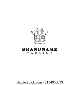 teeth character logo icon design template black modern vector