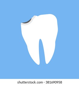 Teeth and chipped cracked broken white tooth design flat. Medicine oral, dent human, shape stomatology medical illustration