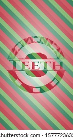 Teeth christmas style emblem. Vector Illustration. Detailed.