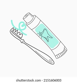 Equipo de limpieza y cuidado de adolescentes. Estilo Doodle. Ilustración vectorial, aislado en segundo plano.	
