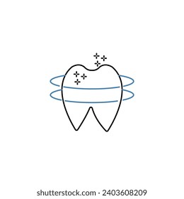 Teeth cleaning concept line icon. Simple element illustration. Teeth cleaning concept outline symbol design.