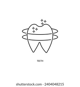 Teeth cleaning concept line icon. Simple element illustration. Teeth cleaning concept outline symbol design.