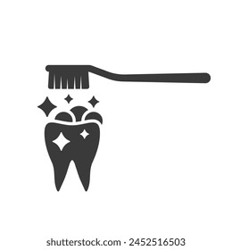 Teeth cleaning glyph icon isolated on white background.Vector illustration