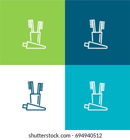 Teeth cleaning green and blue material color minimal icon or logo design