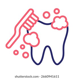 Icono de limpieza de dientes Ilustración vectorial de color