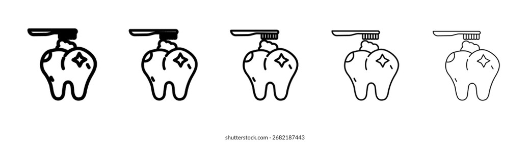 Icono de limpieza de dientes conjunto de ilustración plana logo