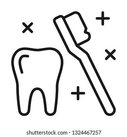 Teeth cleaning icon. Line style