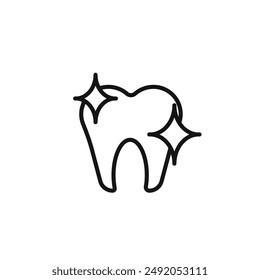 Teeth cleaning icon outline collection in black and on white background