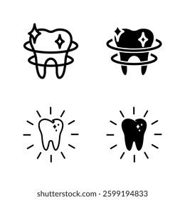 Teeth cleaning icon set color editable on white background