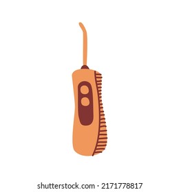 Teeth cleaning irrigator. Teeth care tools. Line vector illustration.