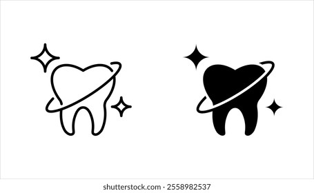 Teeth cleaning linear icon set. Professional dental care. vector illustration on white background