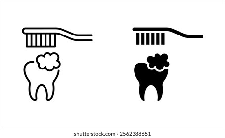 Teeth cleaning linear icon set. Professional dental care. vector illustration on white background