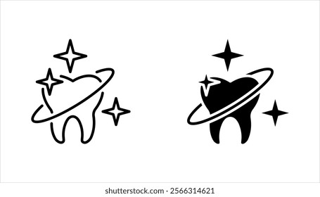 Teeth cleaning linear icon set. Professional dental care. vector illustration on white background