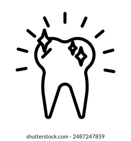 Teeth cleaning linear logo mark in black and white