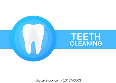 Teeth cleaning. Teeth with shield icon design. Dental care concept. Healthy Teeth. Human Teeth. Vector stock illustration.