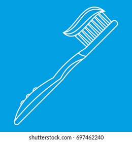 Teeth cleaning symbol icon blue outline style isolated vector illustration. Thin line sign