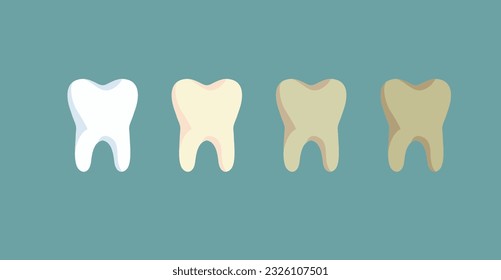 
Teeth Coloring from White to Dark Concept Vector Illustration. Denture bleaching professionally by dental hygienist with incredible results 
