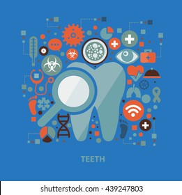 Teeth concept design on blue background,vector