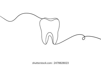 Dibujo de arte de línea continua de dientes aislado sobre fondo blanco. Dentista. Limpieza dental. Médico. Ilustración vectorial