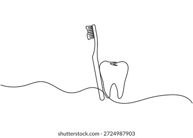 Dentes contínua uma linha arte simples minimalista dentais vetor ilustração