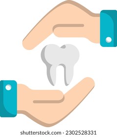 Teeth Covering with Human Hands vector color icon design, Dentistry symbol, Healthcare sign, Dental instrument stock illustration, Dental Care Company Logo concept
