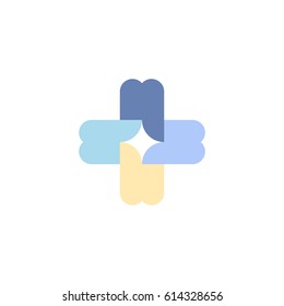 Teeth cross. Vector logo mark template or icon for dentistry