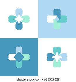 Teeth cross. Vector logo mark template or icon for dental clinic