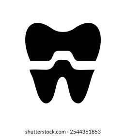 Teeth crown icon vector. Dental tooth crown symbol flat black solid icon