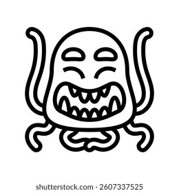 teeth cute monster line icon vector. teeth cute monster sign. isolated contour symbol black illustration