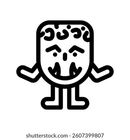 teeth cute monster line icon vector. teeth cute monster sign. isolated contour symbol black illustration