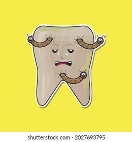 teeth damaged by germs vector illustration