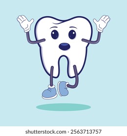 Teeth Dancing cartoon flat illustration 