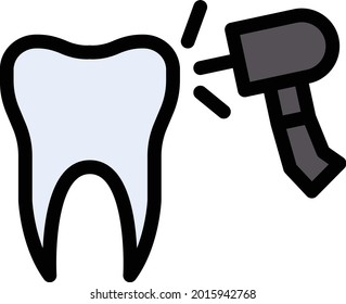 teeth decayed vector line colour icon