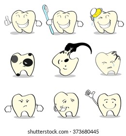 Teeth Dental Health Care Set Collection Flat Vector Illustration