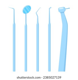 Teeth dental medical equipment steel tools set, vector illustration in flat style