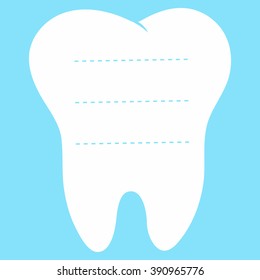 teeth dental notebook cartoon white silhouette, logo first tooth. Medical dental office symbols. Care for the oral cavity, hospital, place for text, pattern for Notepad or notebook