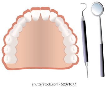 Teeth and dental tools vector