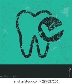 Teeth design on green background,grunge vector