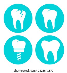 Teeth with Different Dental Problems Icons Set